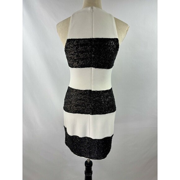 Bailey 44 Do The Hustle Dress White Black Small Stripe Sequins Sleeveless Sheath - Picture 5 of 13